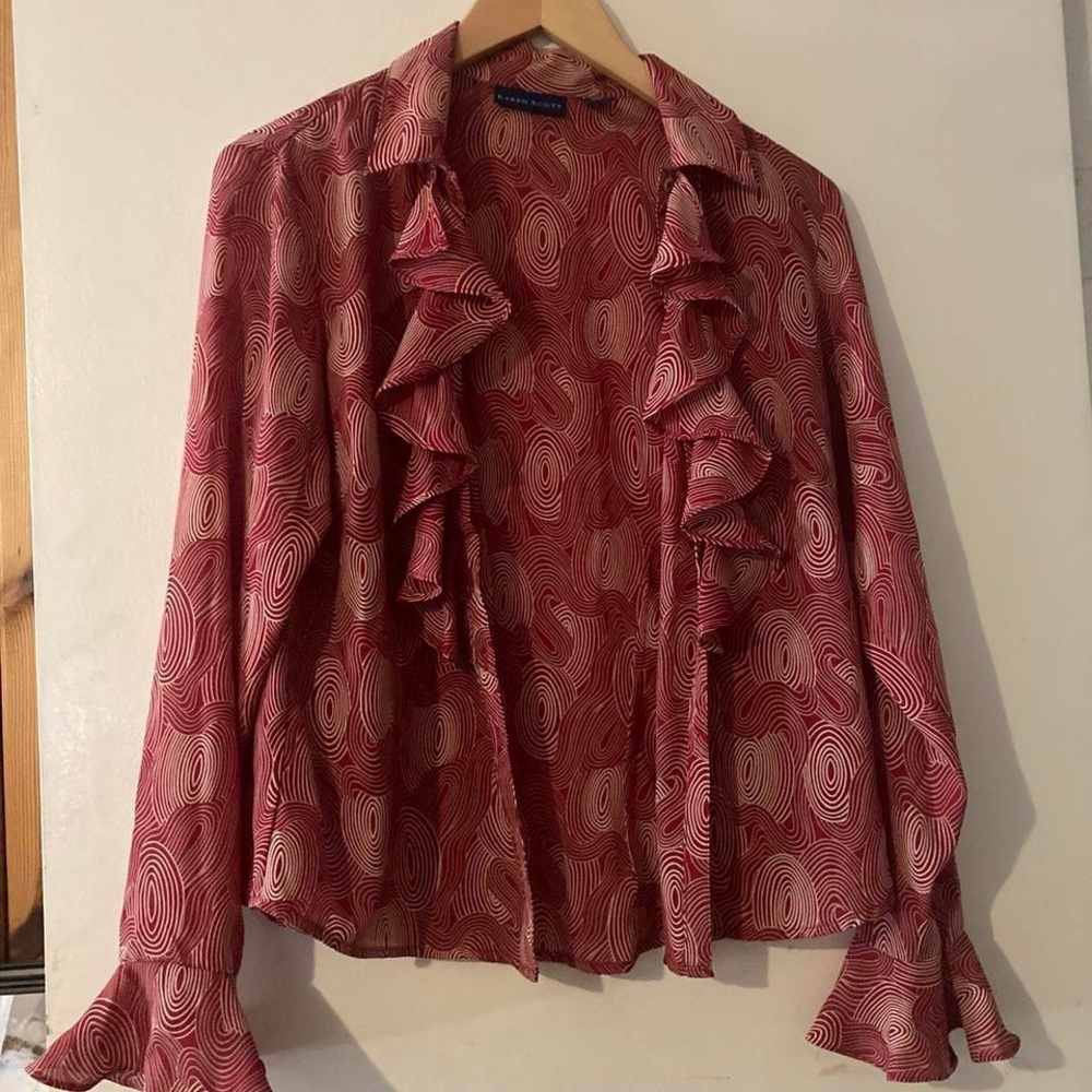 karen scott vintage ruffle button down
